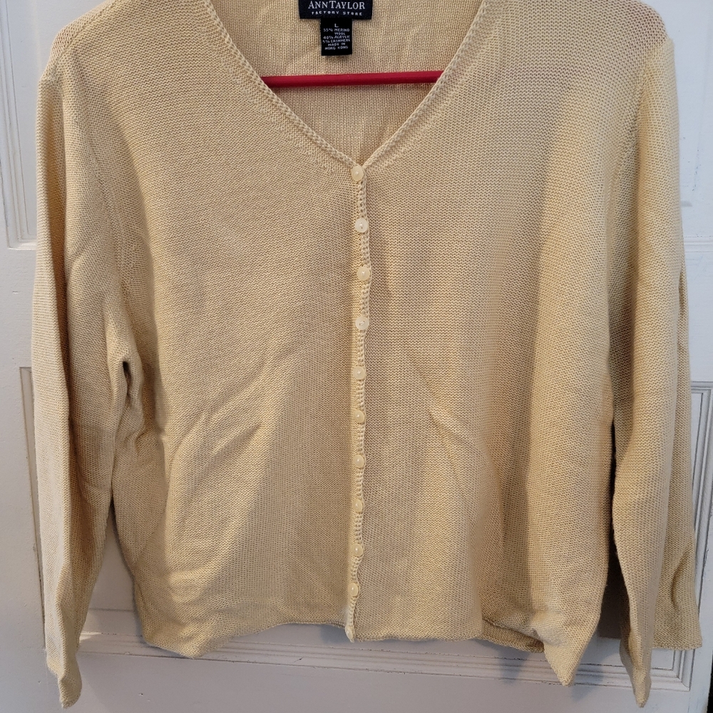 Ann Taylor Women's Cream Cardigan Sweater